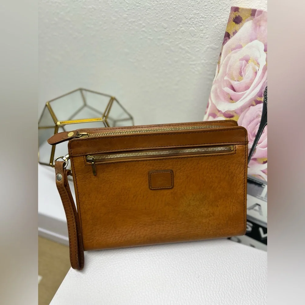 Burberrys Brown Pebble Leather Clutch[Vintage]